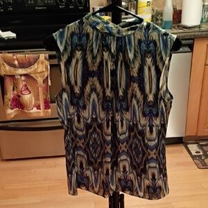 Vince Camuto Multicolor Abstract Sleeveless Blouse